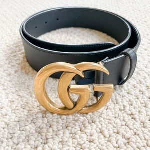 Leather Belt with double G buckle size 90